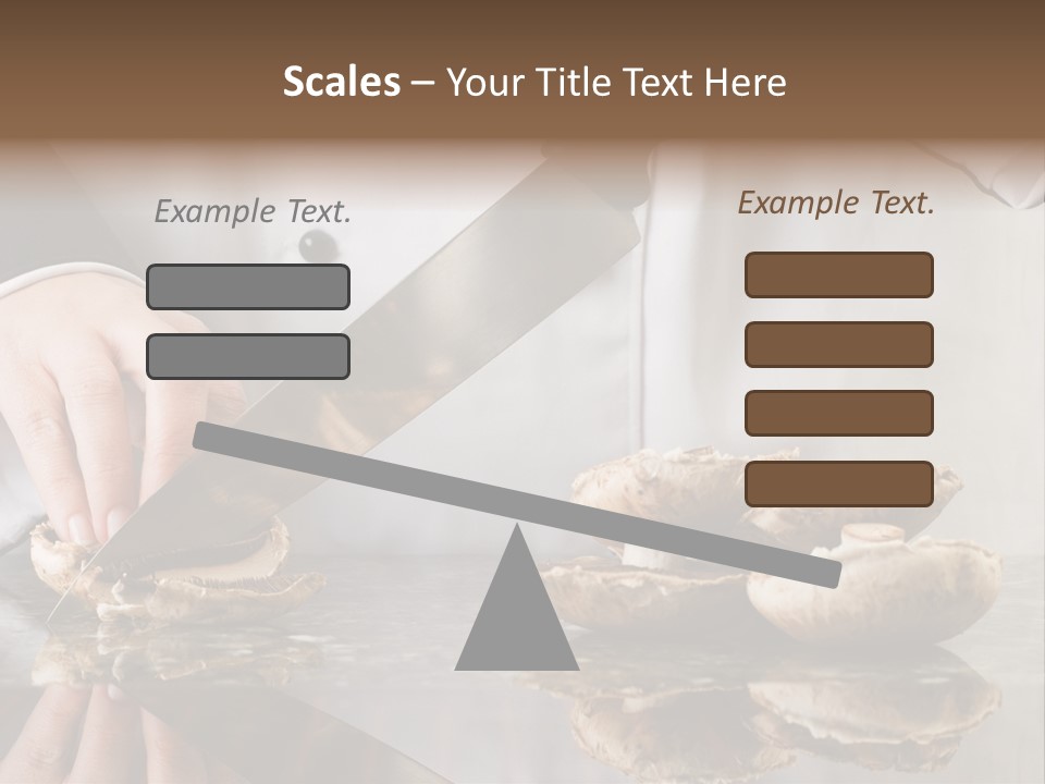 Chef Wearing Black And White Uniform Slicing Brown Mushrooms PowerPoint Template