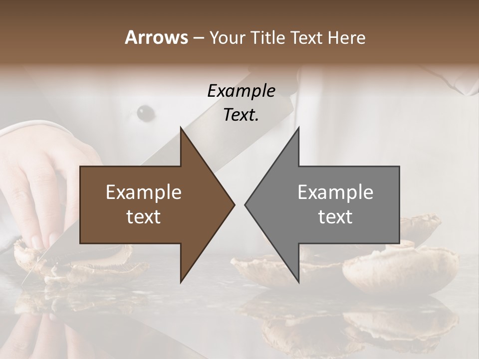 Chef Wearing Black And White Uniform Slicing Brown Mushrooms PowerPoint Template