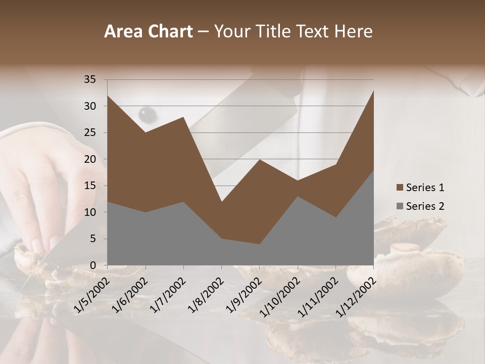 Chef Wearing Black And White Uniform Slicing Brown Mushrooms PowerPoint Template
