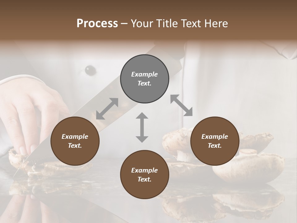 Chef Wearing Black And White Uniform Slicing Brown Mushrooms PowerPoint Template