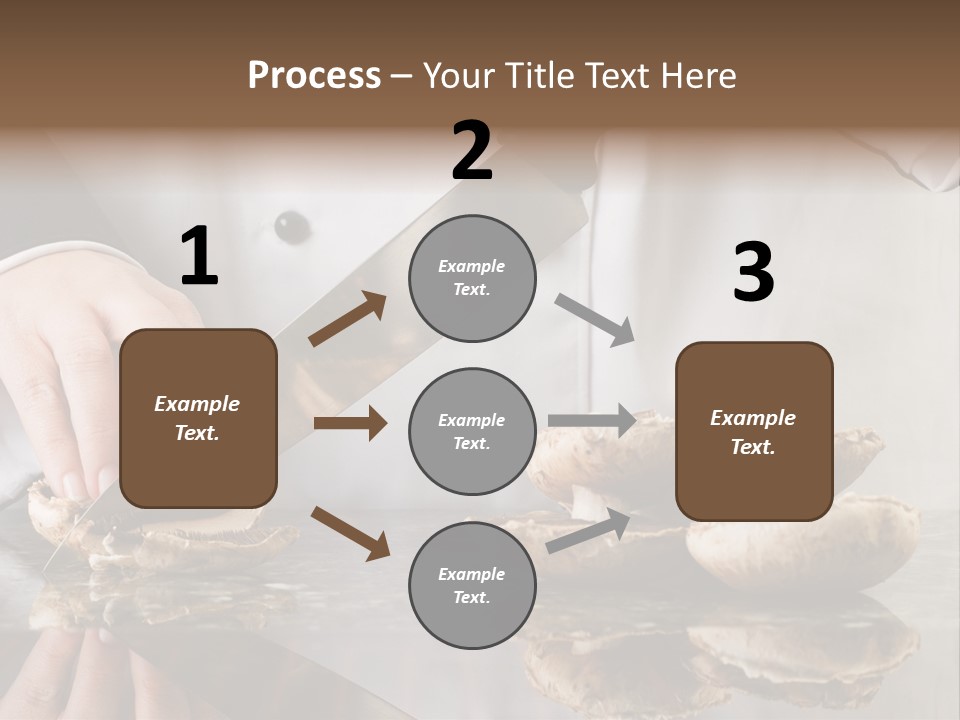 Chef Wearing Black And White Uniform Slicing Brown Mushrooms PowerPoint Template