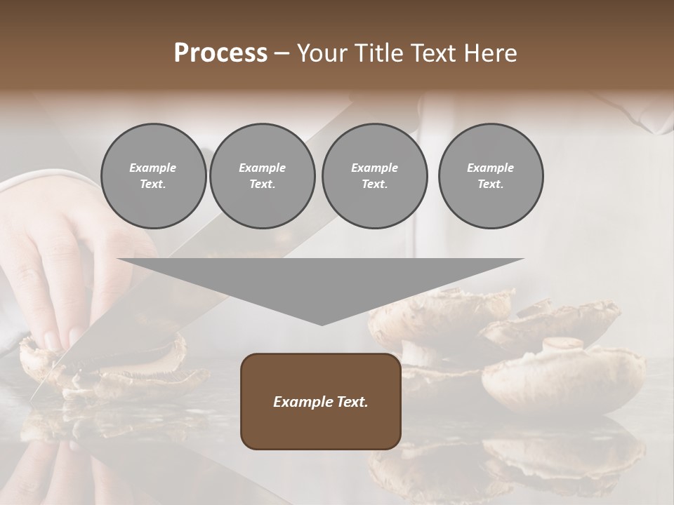 Chef Wearing Black And White Uniform Slicing Brown Mushrooms PowerPoint Template