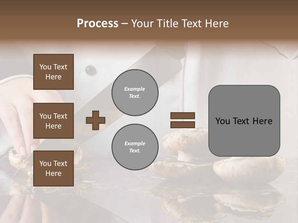 Chef Wearing Black And White Uniform Slicing Brown Mushrooms PowerPoint Template