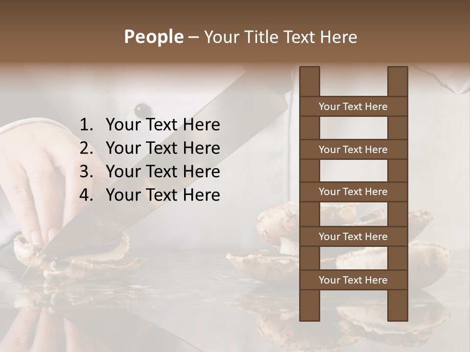 Chef Wearing Black And White Uniform Slicing Brown Mushrooms PowerPoint Template