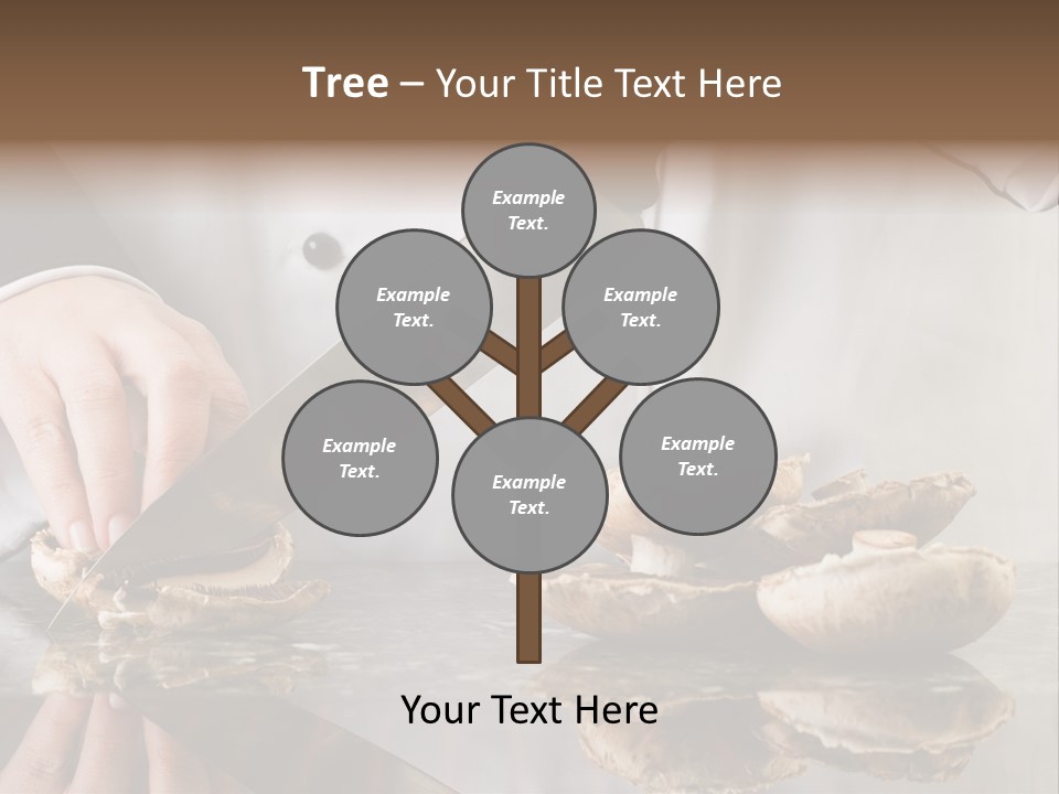 Chef Wearing Black And White Uniform Slicing Brown Mushrooms PowerPoint Template