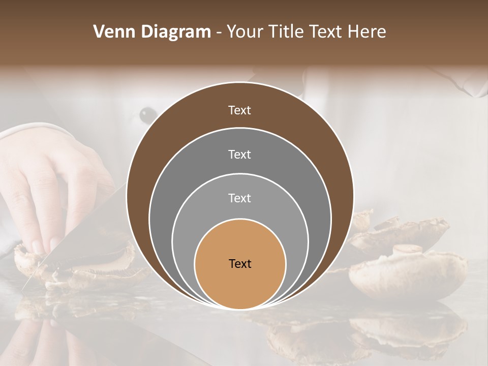 Chef Wearing Black And White Uniform Slicing Brown Mushrooms PowerPoint Template