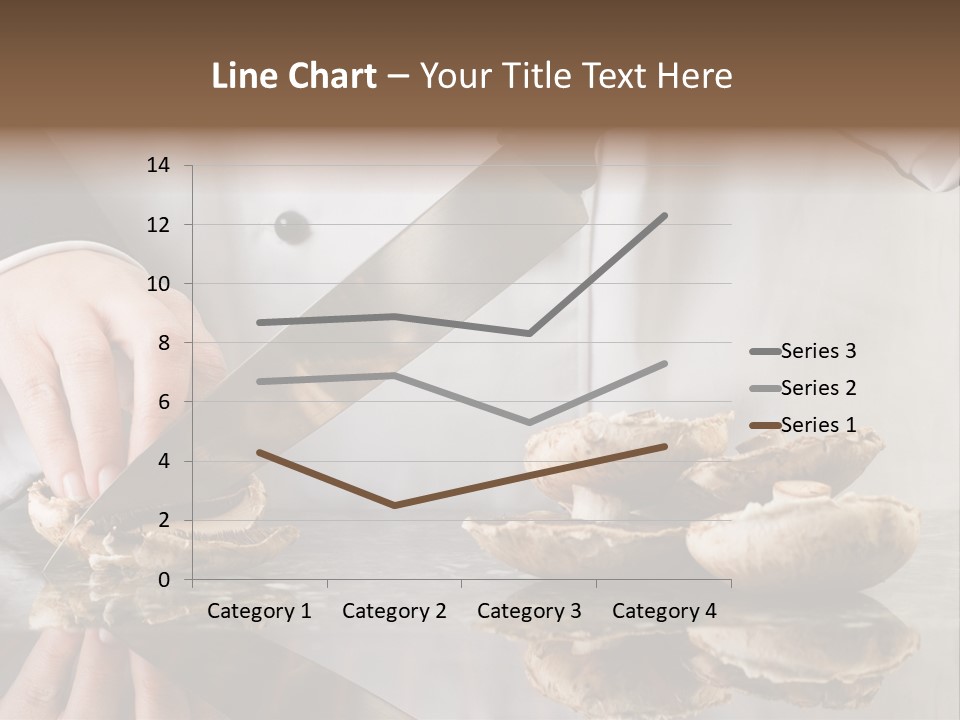 Chef Wearing Black And White Uniform Slicing Brown Mushrooms PowerPoint Template