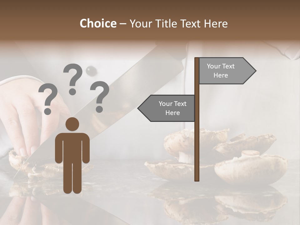 Chef Wearing Black And White Uniform Slicing Brown Mushrooms PowerPoint Template