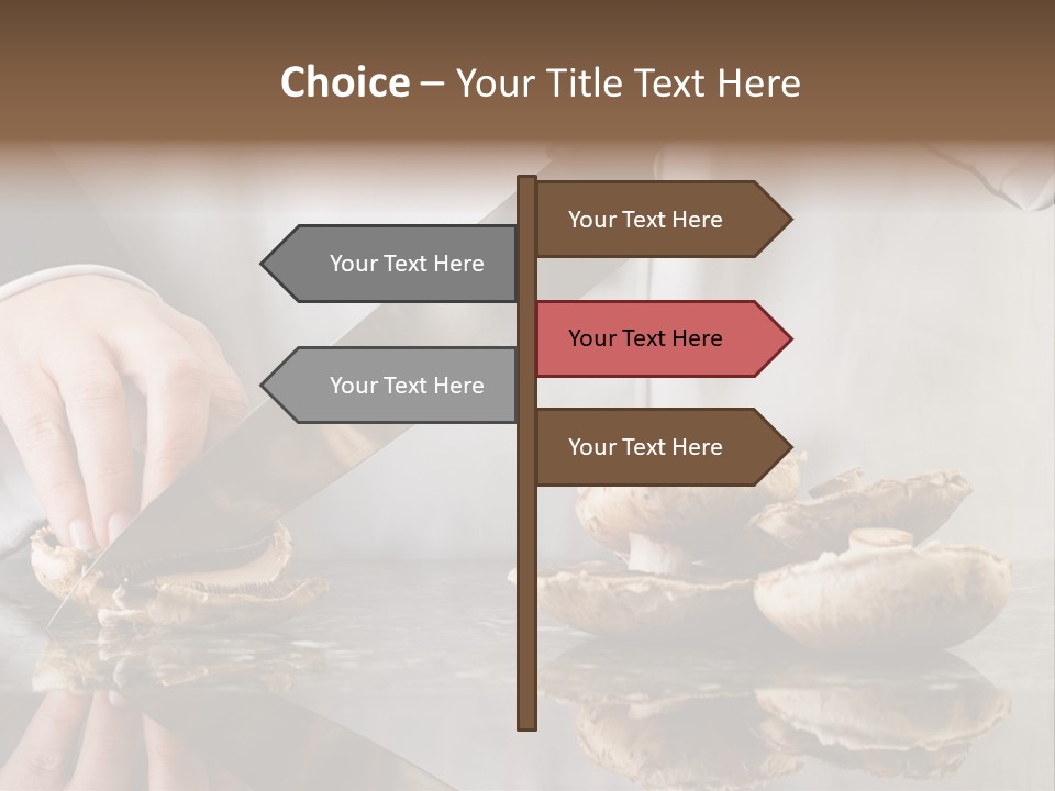 Chef Wearing Black And White Uniform Slicing Brown Mushrooms PowerPoint Template