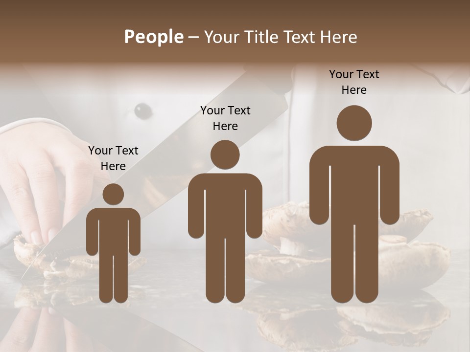 Chef Wearing Black And White Uniform Slicing Brown Mushrooms PowerPoint Template