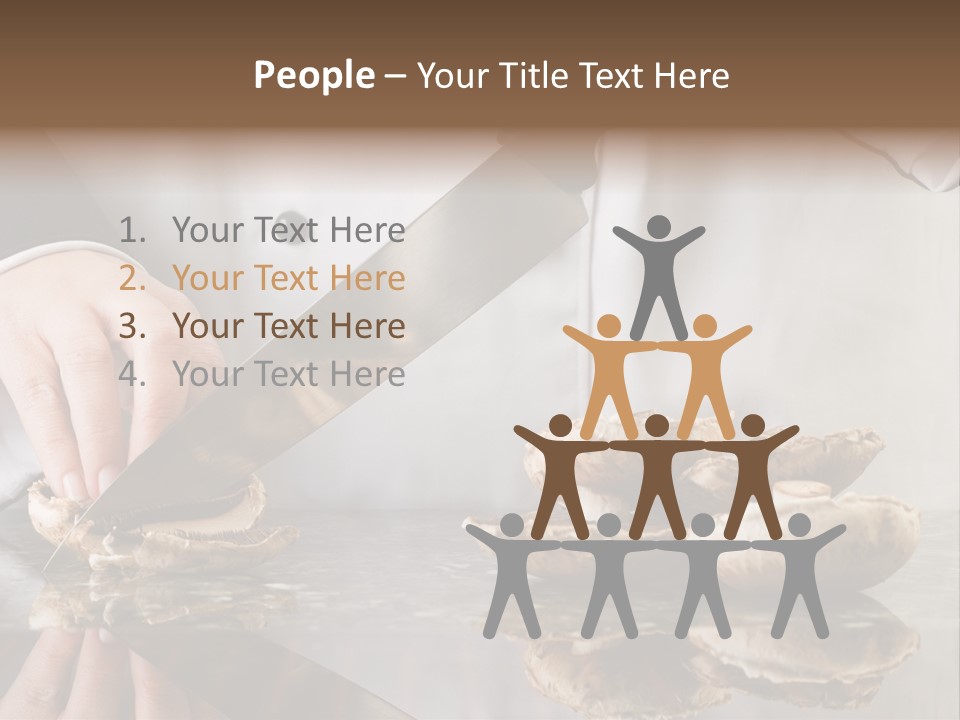 Chef Wearing Black And White Uniform Slicing Brown Mushrooms PowerPoint Template