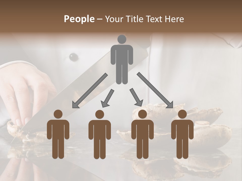 Chef Wearing Black And White Uniform Slicing Brown Mushrooms PowerPoint Template