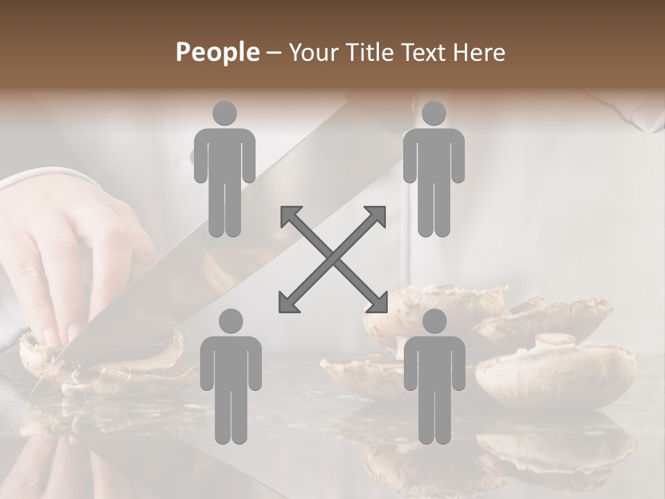 Chef Wearing Black And White Uniform Slicing Brown Mushrooms PowerPoint Template