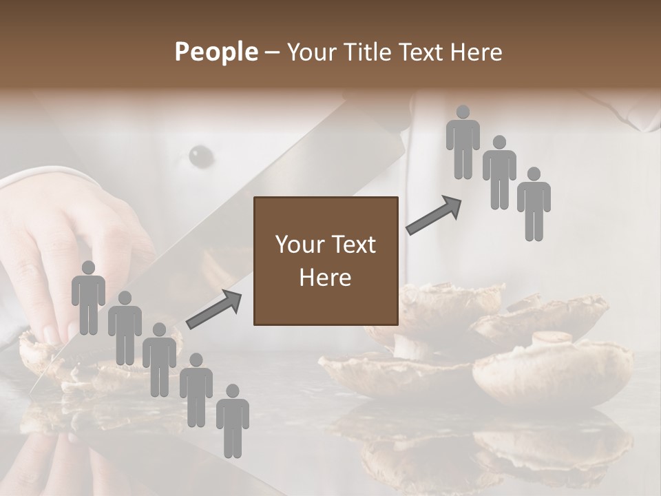 Chef Wearing Black And White Uniform Slicing Brown Mushrooms PowerPoint Template