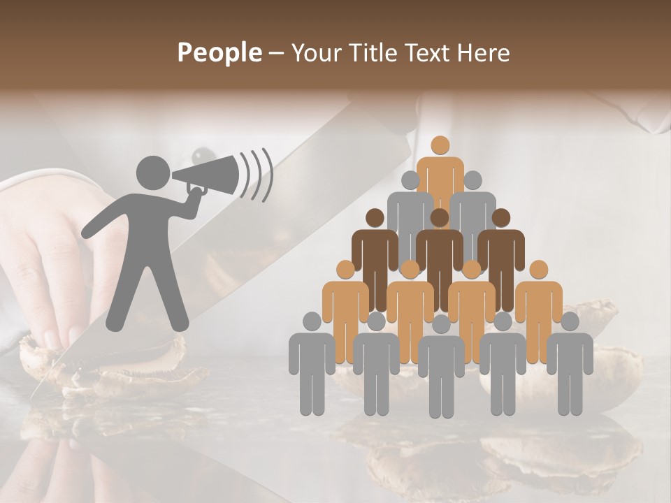 Chef Wearing Black And White Uniform Slicing Brown Mushrooms PowerPoint Template