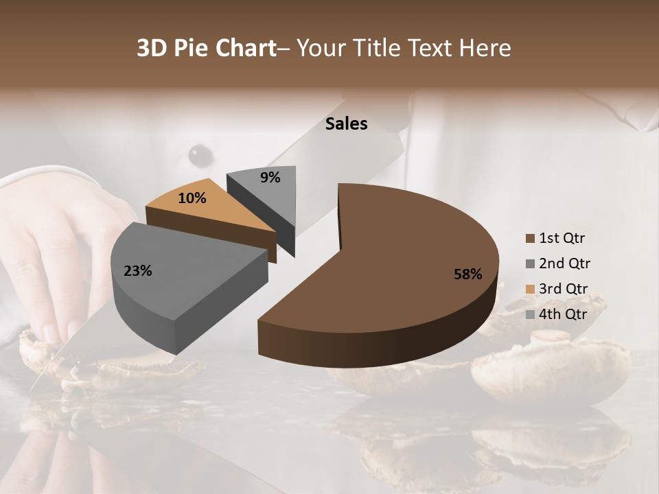 Chef Wearing Black And White Uniform Slicing Brown Mushrooms PowerPoint Template