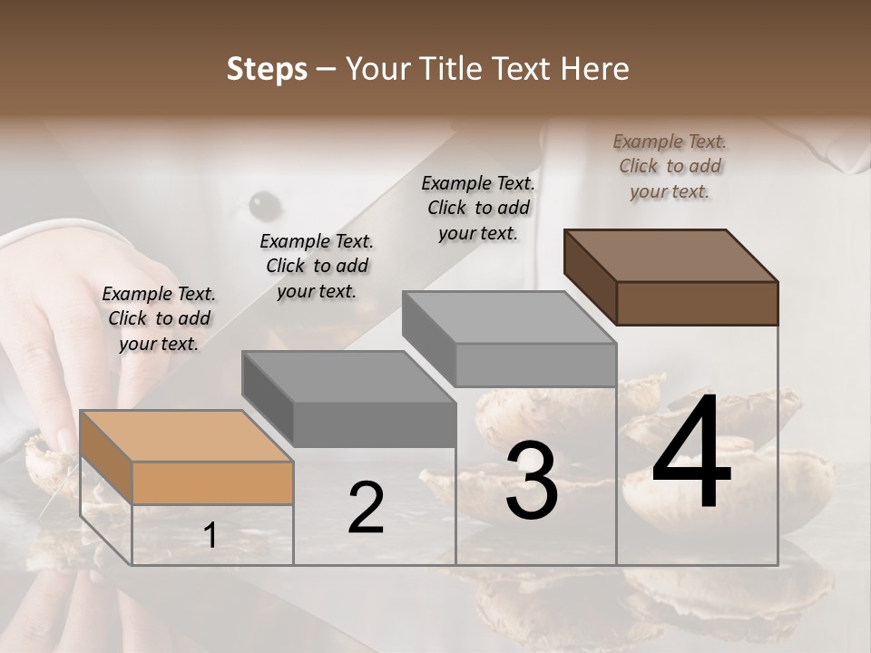 Chef Wearing Black And White Uniform Slicing Brown Mushrooms PowerPoint Template