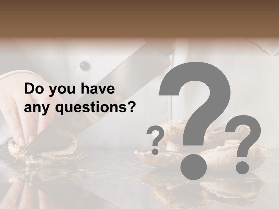 Chef Wearing Black And White Uniform Slicing Brown Mushrooms PowerPoint Template