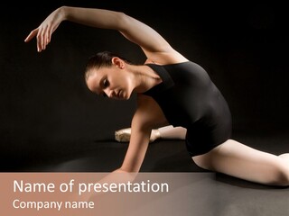 Young Ballet Dancer Posing And Stretching On The Floor PowerPoint Template