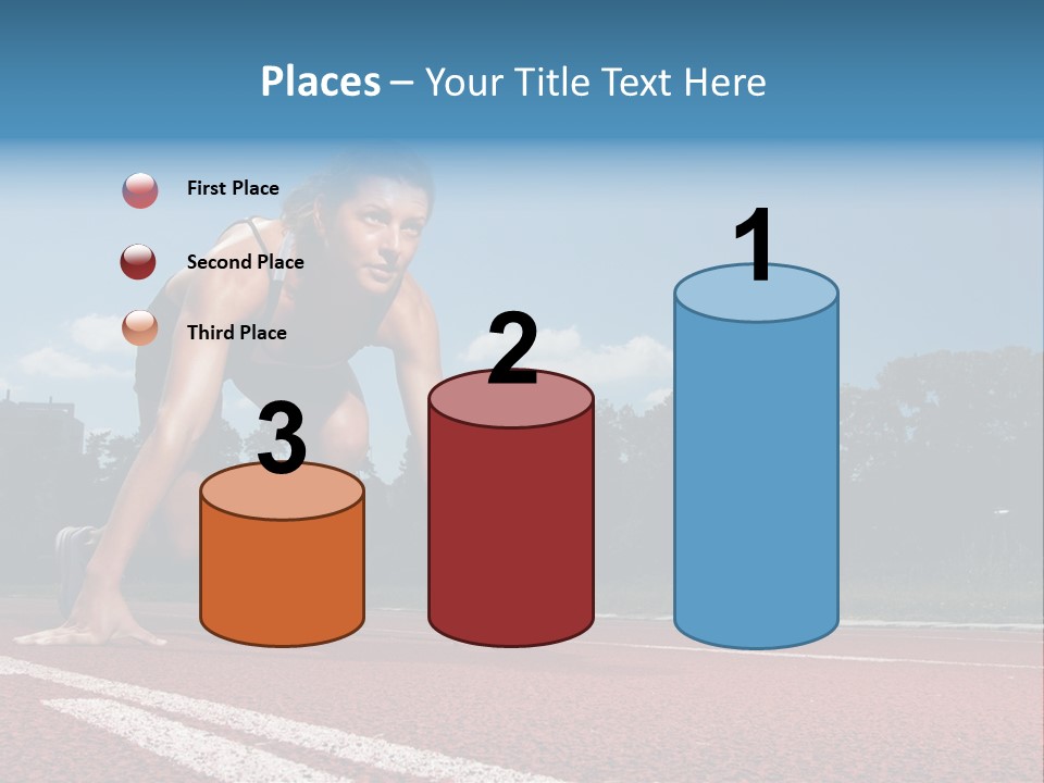 Athletic Woman On Track Starting To Run PowerPoint Template