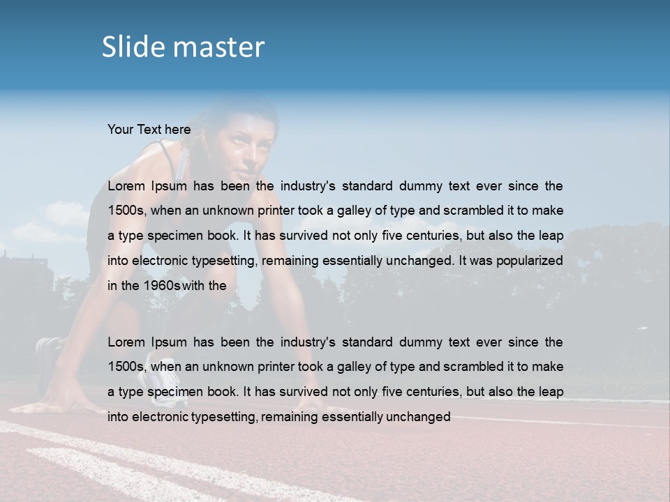 Athletic Woman On Track Starting To Run PowerPoint Template