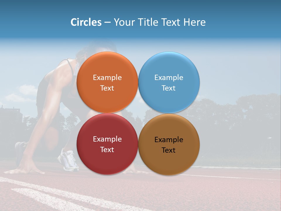 Athletic Woman On Track Starting To Run PowerPoint Template