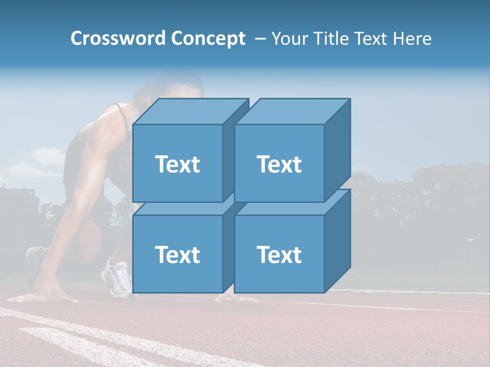 Athletic Woman On Track Starting To Run PowerPoint Template