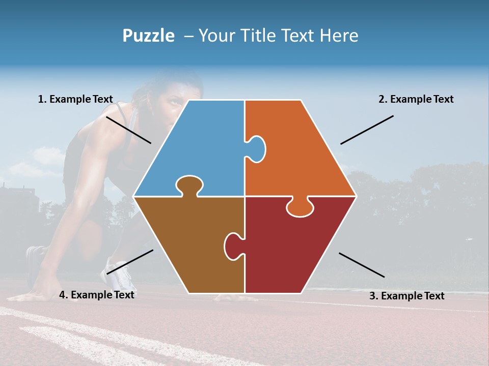 Athletic Woman On Track Starting To Run PowerPoint Template