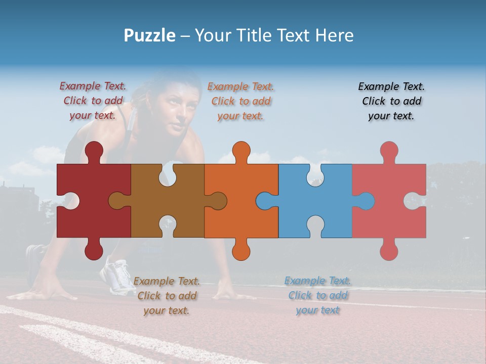 Athletic Woman On Track Starting To Run PowerPoint Template