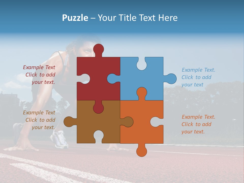 Athletic Woman On Track Starting To Run PowerPoint Template