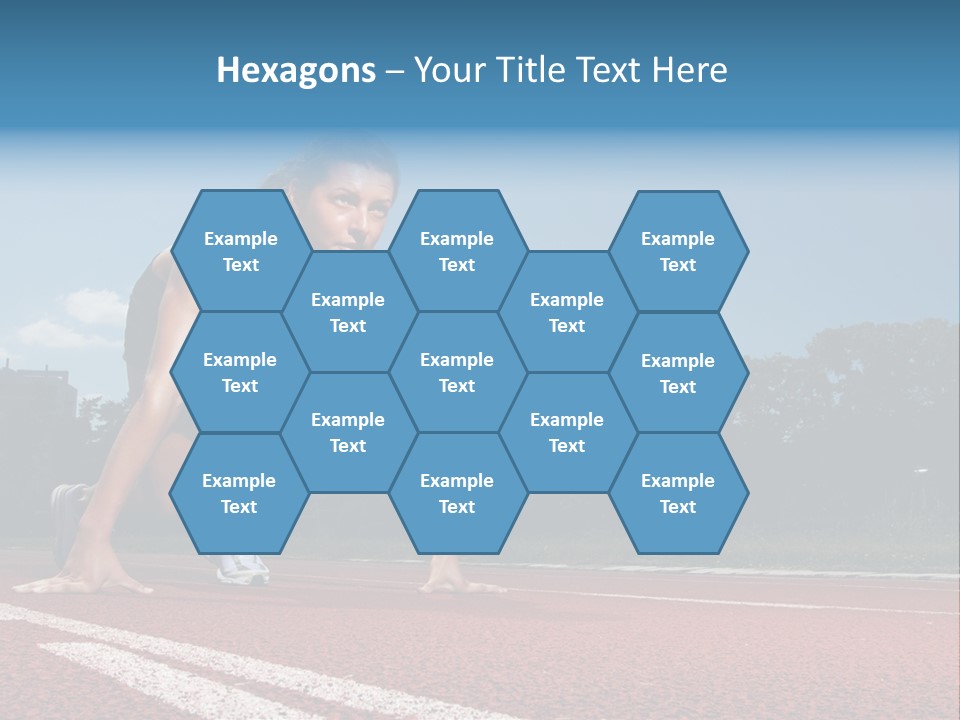 Athletic Woman On Track Starting To Run PowerPoint Template