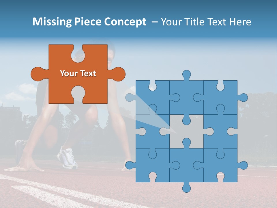 Athletic Woman On Track Starting To Run PowerPoint Template