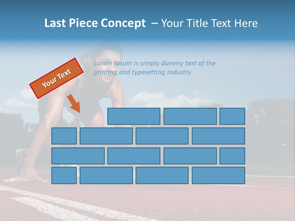 Athletic Woman On Track Starting To Run PowerPoint Template