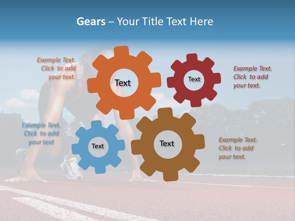 Athletic Woman On Track Starting To Run PowerPoint Template