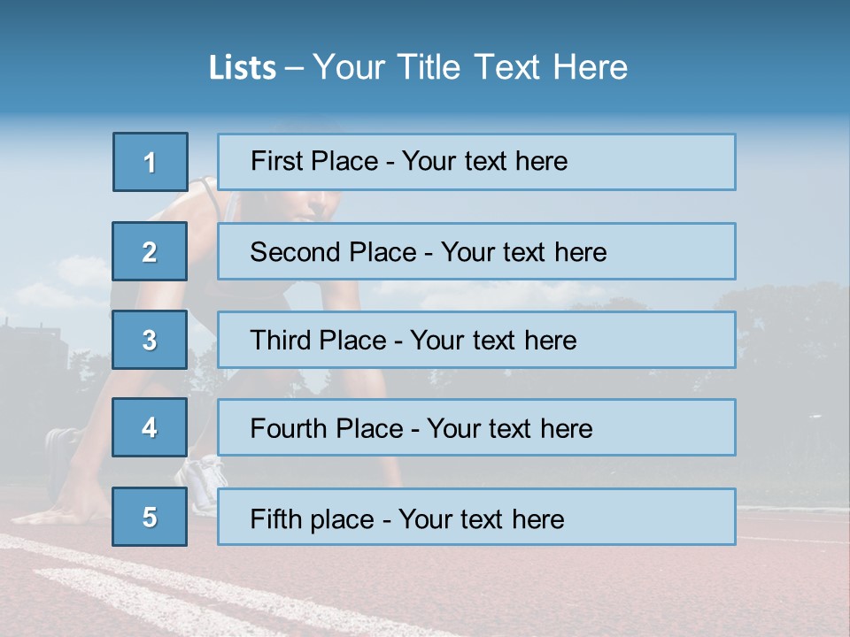 Athletic Woman On Track Starting To Run PowerPoint Template