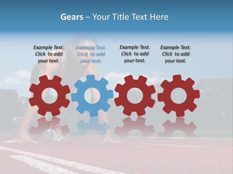 Athletic Woman On Track Starting To Run PowerPoint Template