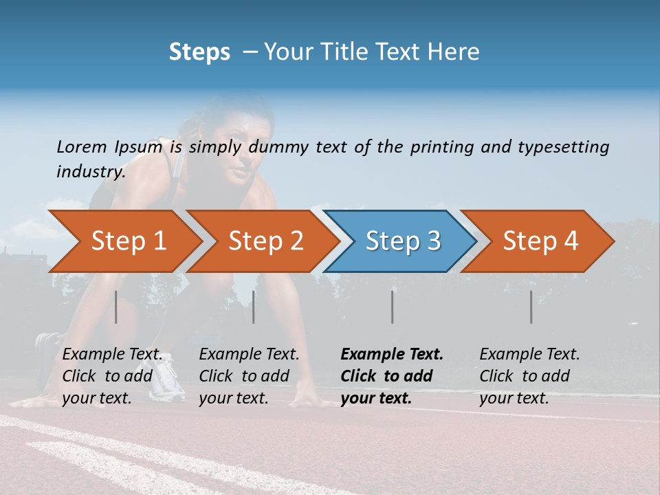 Athletic Woman On Track Starting To Run PowerPoint Template
