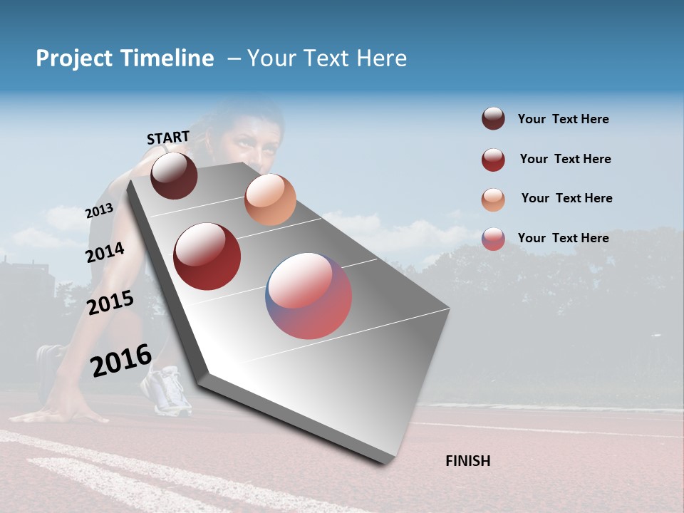Athletic Woman On Track Starting To Run PowerPoint Template