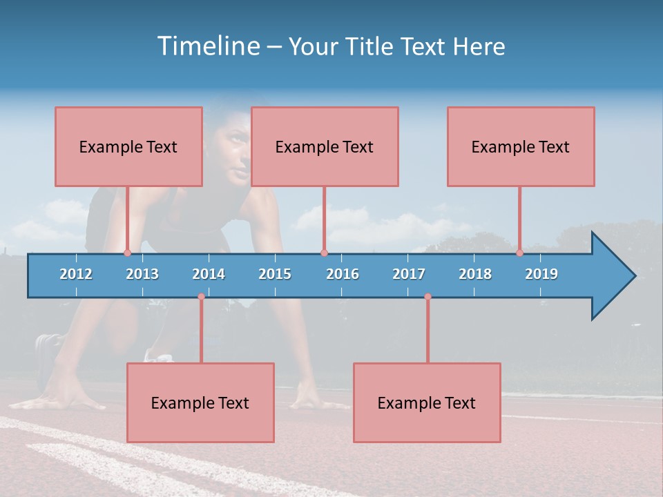 Athletic Woman On Track Starting To Run PowerPoint Template