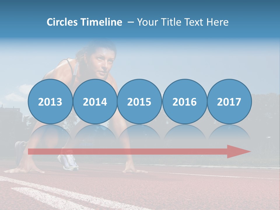 Athletic Woman On Track Starting To Run PowerPoint Template