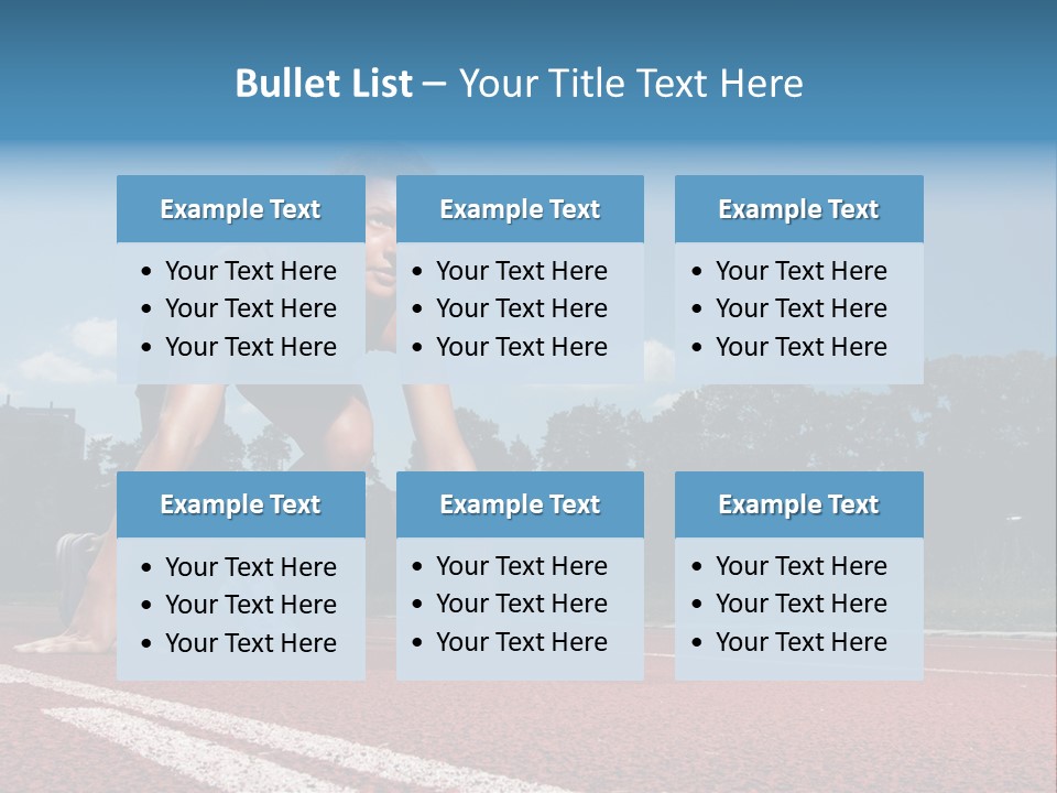 Athletic Woman On Track Starting To Run PowerPoint Template