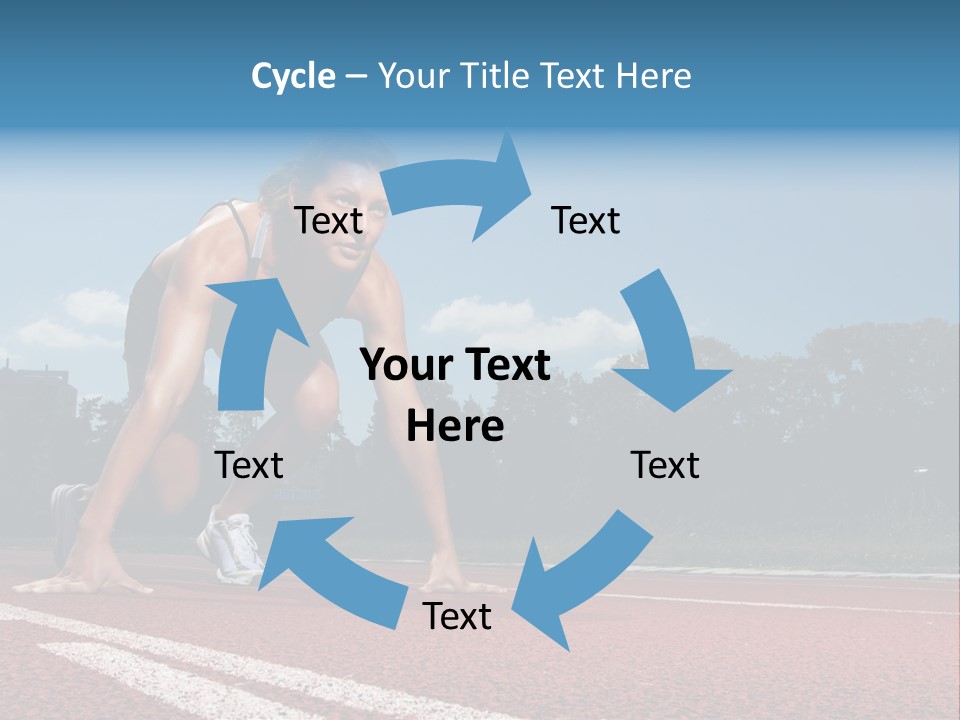 Athletic Woman On Track Starting To Run PowerPoint Template