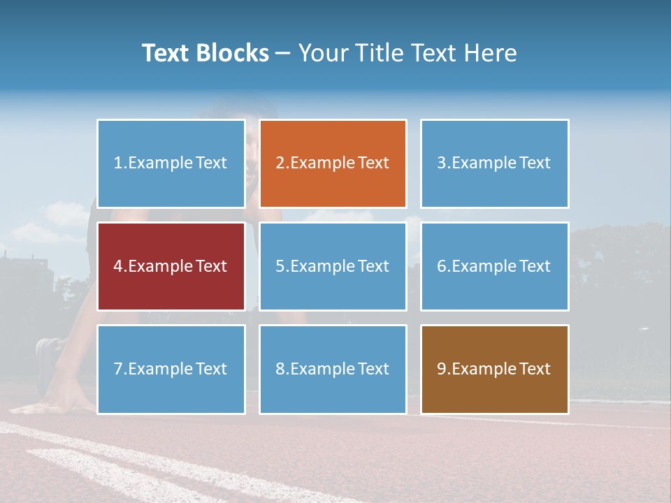 Athletic Woman On Track Starting To Run PowerPoint Template