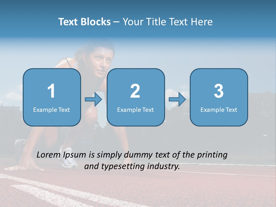 Athletic Woman On Track Starting To Run PowerPoint Template