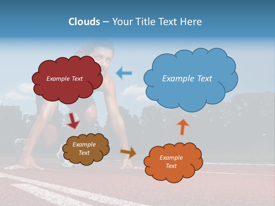 Athletic Woman On Track Starting To Run PowerPoint Template