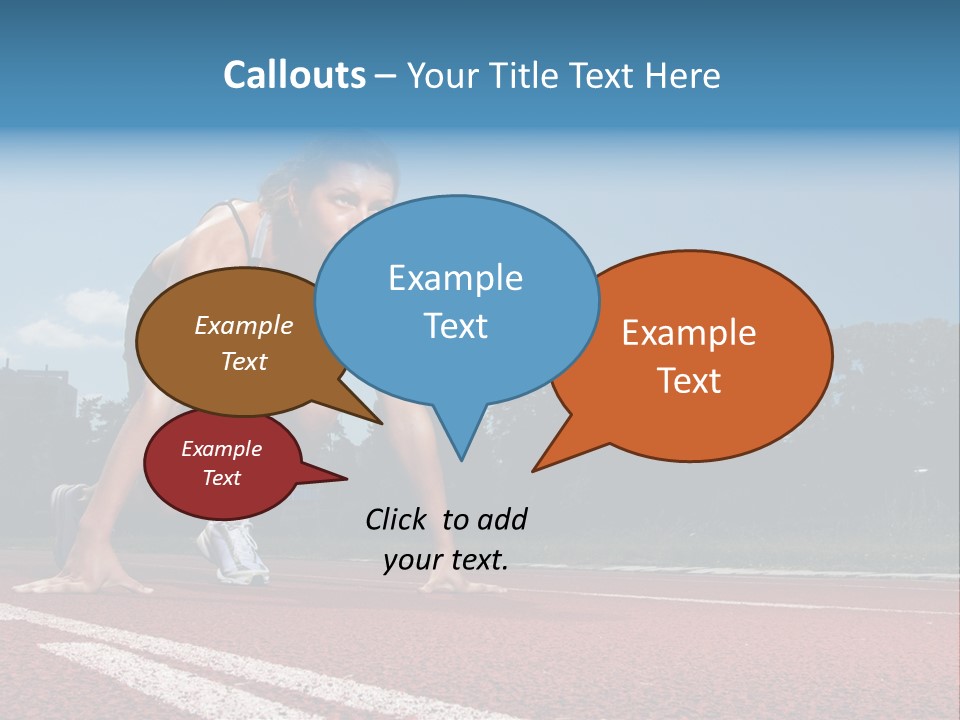 Athletic Woman On Track Starting To Run PowerPoint Template