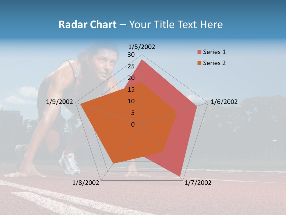 Athletic Woman On Track Starting To Run PowerPoint Template