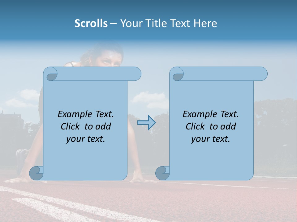 Athletic Woman On Track Starting To Run PowerPoint Template