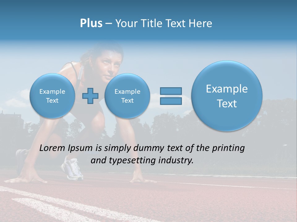 Athletic Woman On Track Starting To Run PowerPoint Template