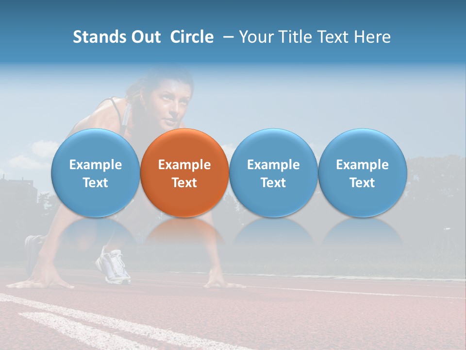 Athletic Woman On Track Starting To Run PowerPoint Template